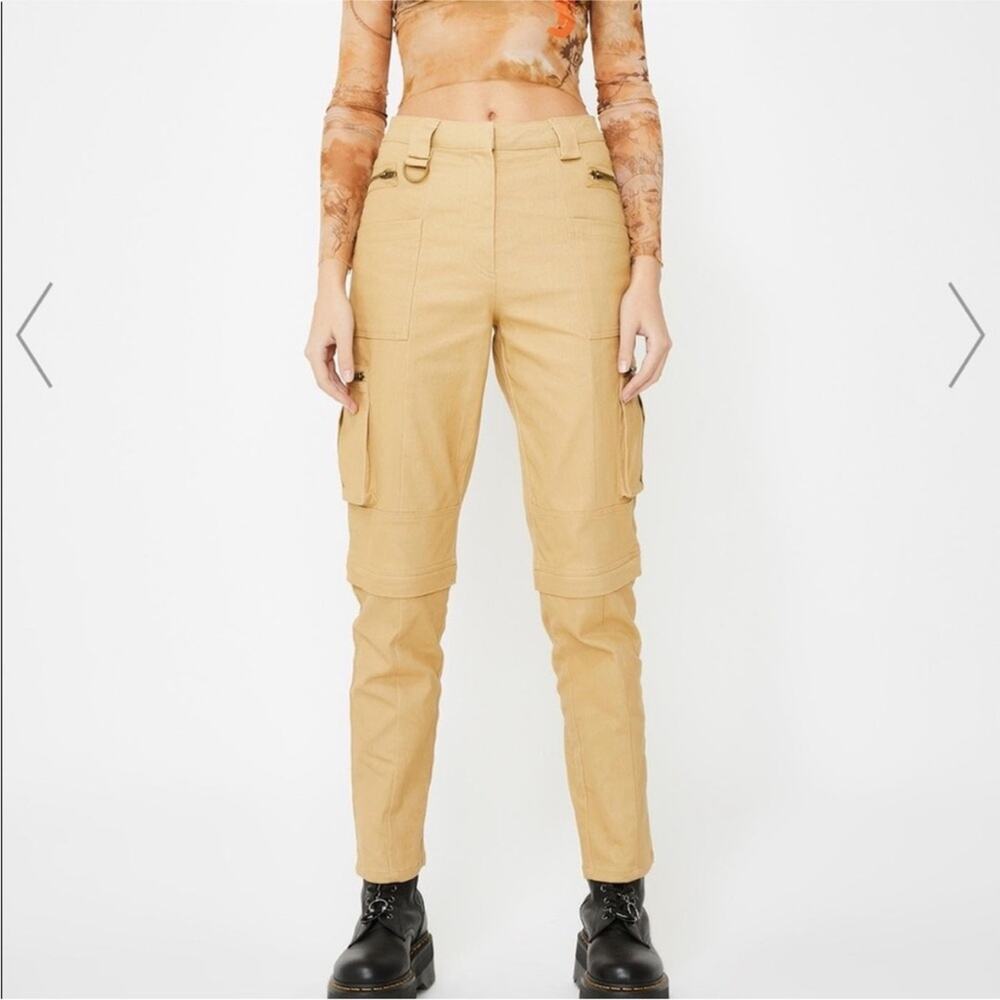 I.AM.GIA URSA utility convertible cargo Tan Straight high waist Pants large NWT